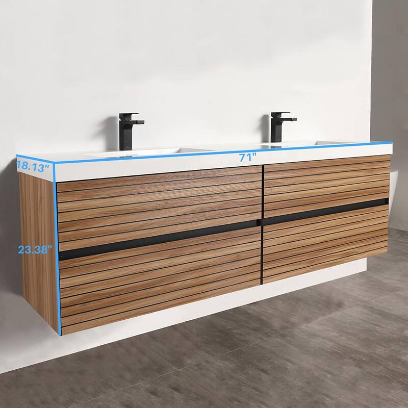 Blossom Annecy 72-Inch Floating Bathroom Vanity with Acrylic Sink