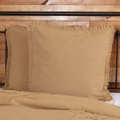 Burlap Euro Sham with Fringed Ruffle