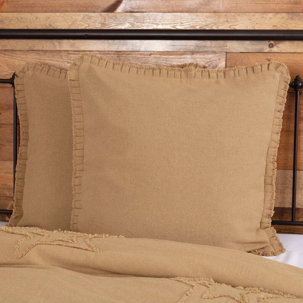 Burlap Euro Sham with Fringed Ruffle