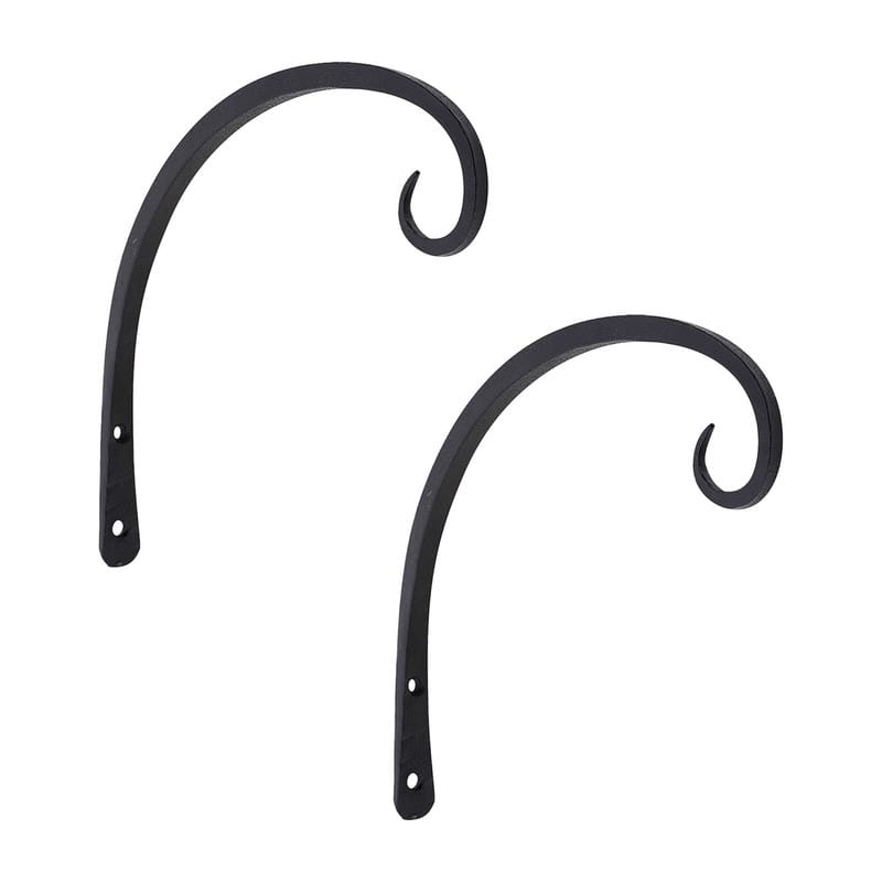 Achla Designs Set of 2 Down Curled Wall Bracket, 10 Inch Tall, Black Powder Coat Finish