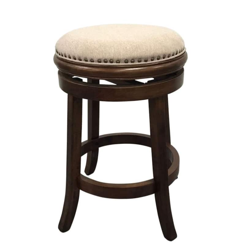 Swivel Upholstered Seat Barstools - 25" - Set of 2 - Beige and Brown