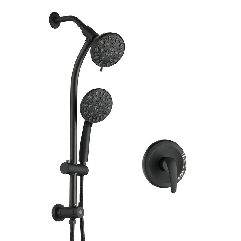 Dual Shower System with Handheld 7-Spray - Matte Black