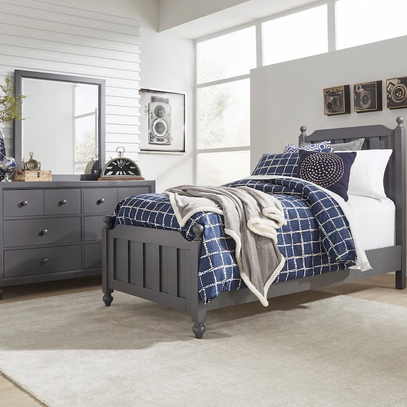 Liberty Furniture Cottage View Youth Panel Bedroom Set with Bed, Dresser, Mirror - Full or Twin - Grey - Full