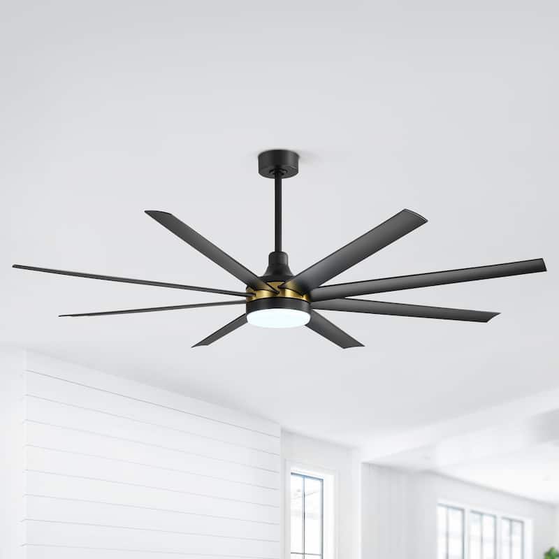 72-in Gold Large Indoor Ceiling Fan with Light Remote (8-Blade)