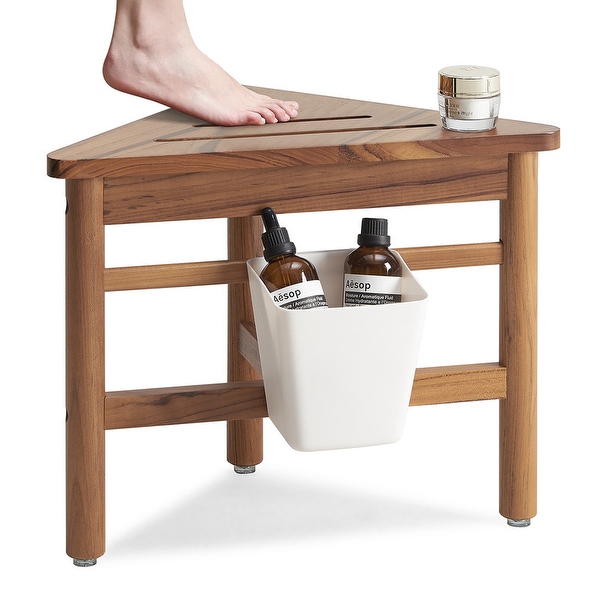 Utopia Alley Teak Corner Shower Stool Small Corner Shower Bench for Shaving Teak Shower Bench 12 Shower Stool N A On Sale Bed Bath Beyond 41666945