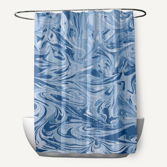 71 x 74-inch Melange Geometric Print Shower Curtain - Blue