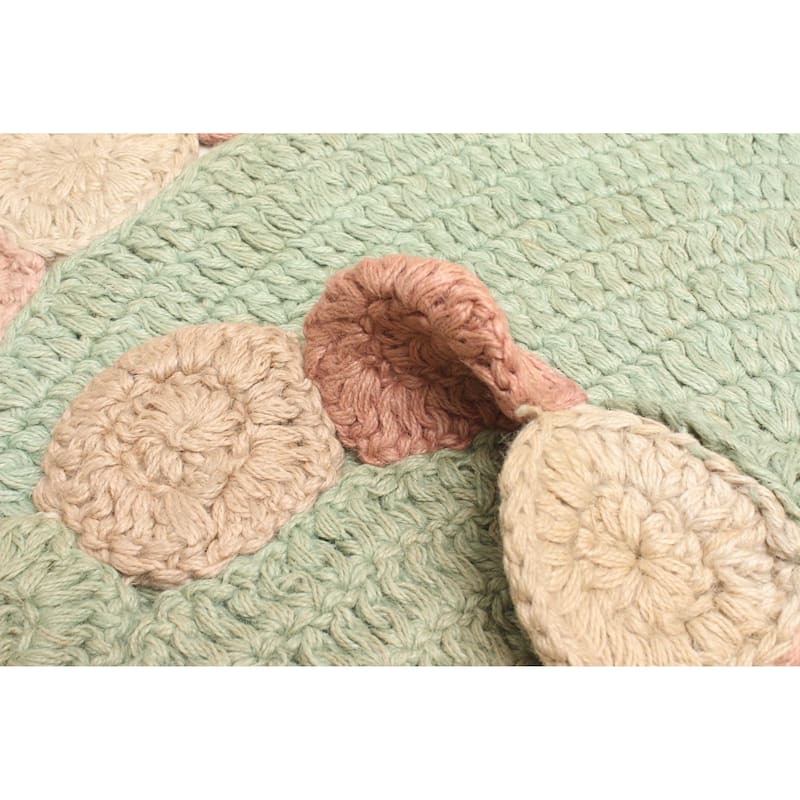 ECARPETGALLERY Braid weave Sienna Light Green Wool Rug - 3'2 x 3'2