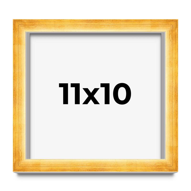 11x10 Shadow Box Frame Gold | 1.625 Inches Deep Real Wood Traditional
