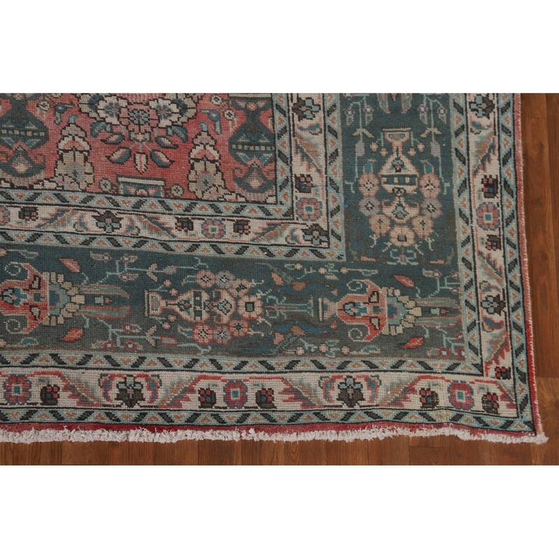 Over Dyed Pink Tabriz Persian Vintage Rug Handmade Wool Carpet - 9'9"x 12'7"