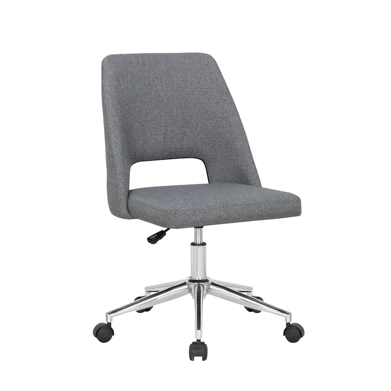 Porthos Home Kimora Office Chair, Linen Upholstery, Roller Wheels - Dark Grey