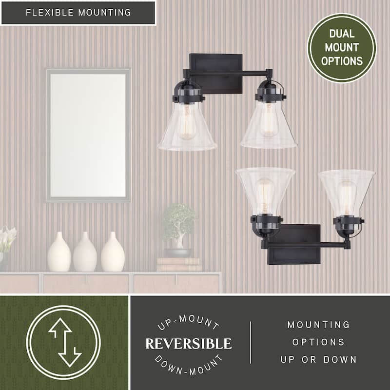 Mason Farmhouse Black Bathroom Vanity Light Fixture Clear Glass