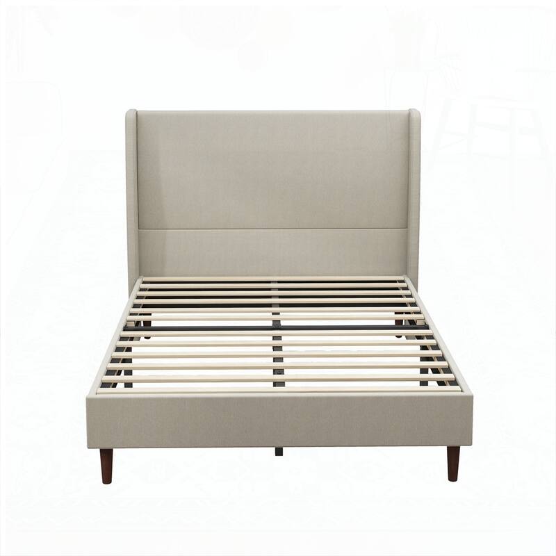 High Headboard Upholstered Bed with 12-Slat Support