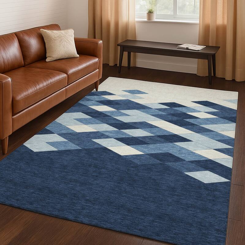 Machine Washable Indoor/ Outdoor Modern Avo Chantille Rug