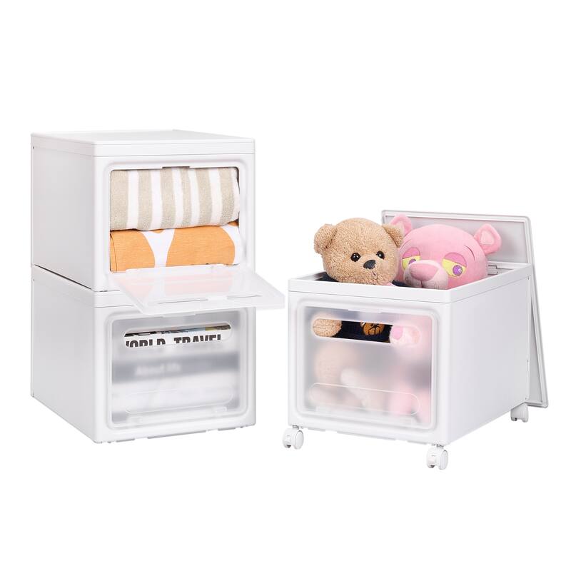 Stackable Storage Bin w/ Lids & Wheels
