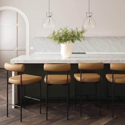 Nathan James Dahlia Counter Height Barstool or Dining Chair with Back and Upholstered Cushion