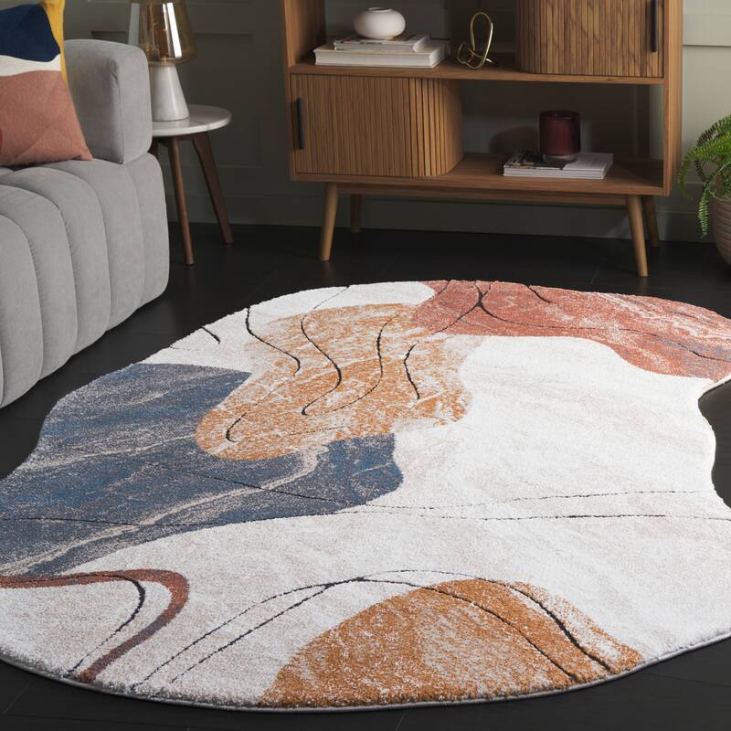 SAFAVIEH Contour Shakira Modern Abstract Rug - Rust/Ivory - 5'5" x 7'6"