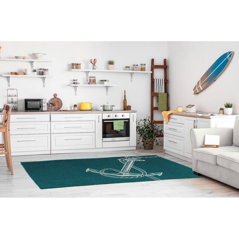 Anchored Nautical Chenille Rug