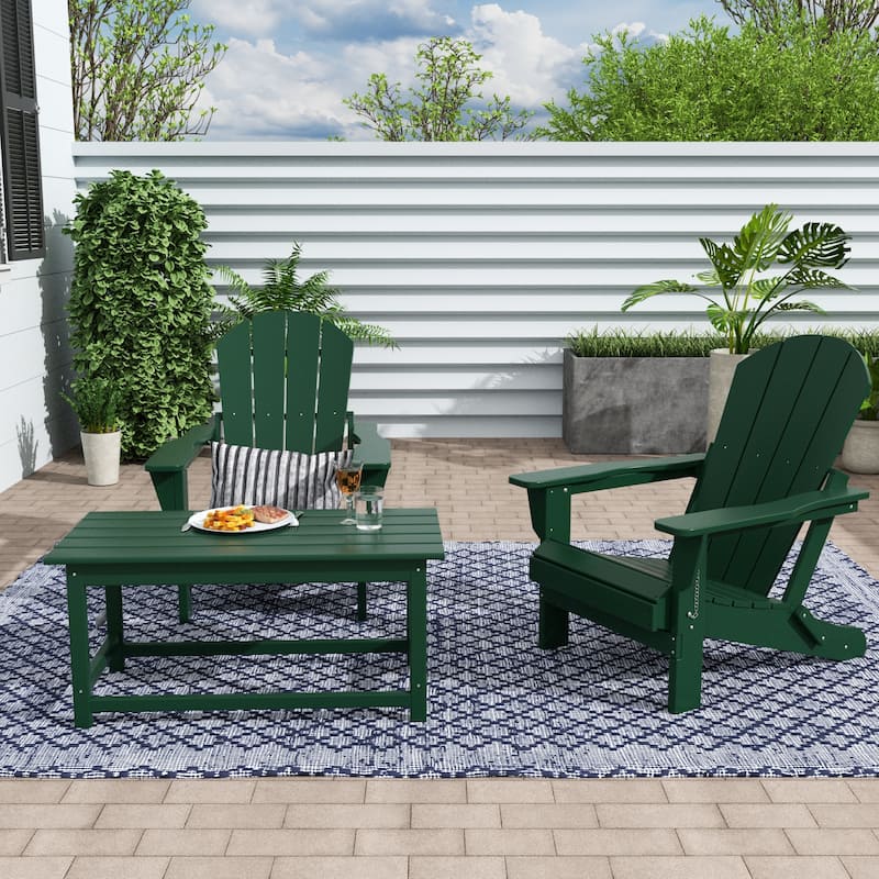Laguna Hdpe All Weather Outdoor Patio Foldable Adirondack Chairs Conversation Set (3-Piece Set)