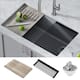 KRAUS Bellucci Workstation Undermount Granite Composite Kitchen Sink - 32" L x 19" W (sink KGUW2-33MGR) - Metallic Grey