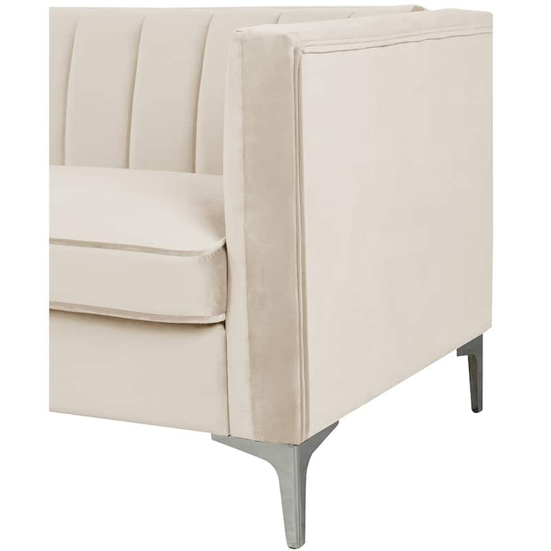 Morden Fort Modern 2 Pieces of Chair and Loveseat Set with Dutch Velvet Grey, Iron Legs
