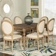 preview thumbnail 3 of 10, Linon Daphne Natural Brown Elm Wood/ Linen Oval Back Chair (Set of 2)