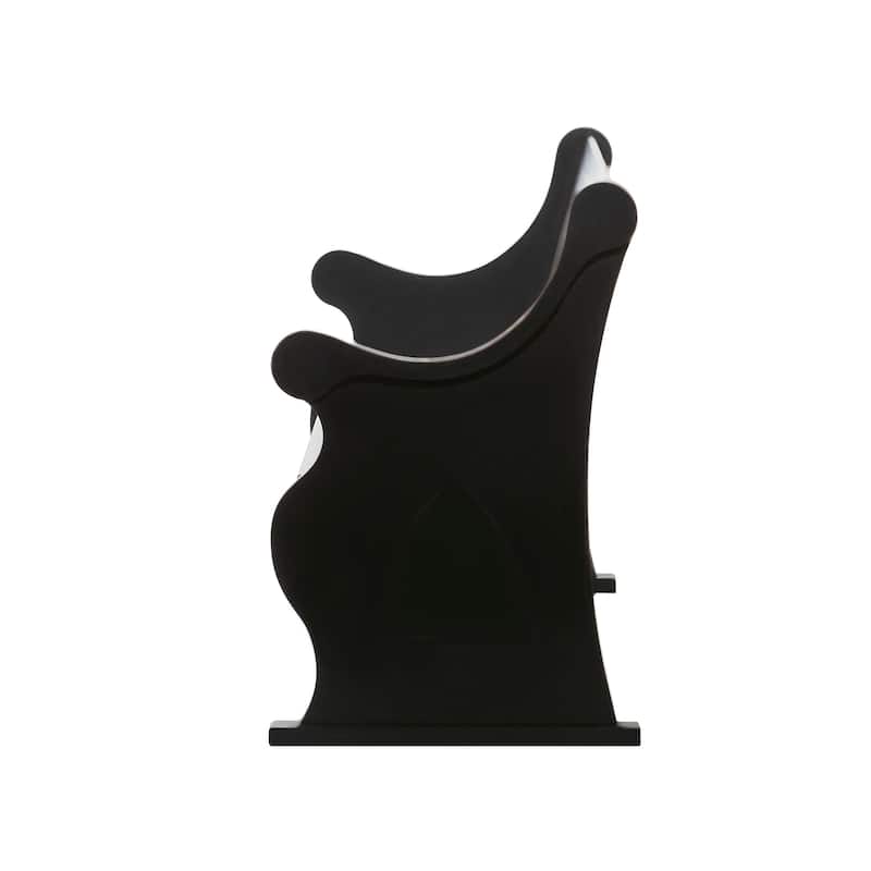 Black Wood Storage Bench with Scrolled Armrests