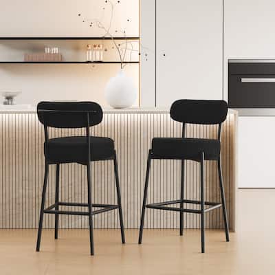 XINMICS 27 Inches Boucle Counter Height Bar Stools with Back