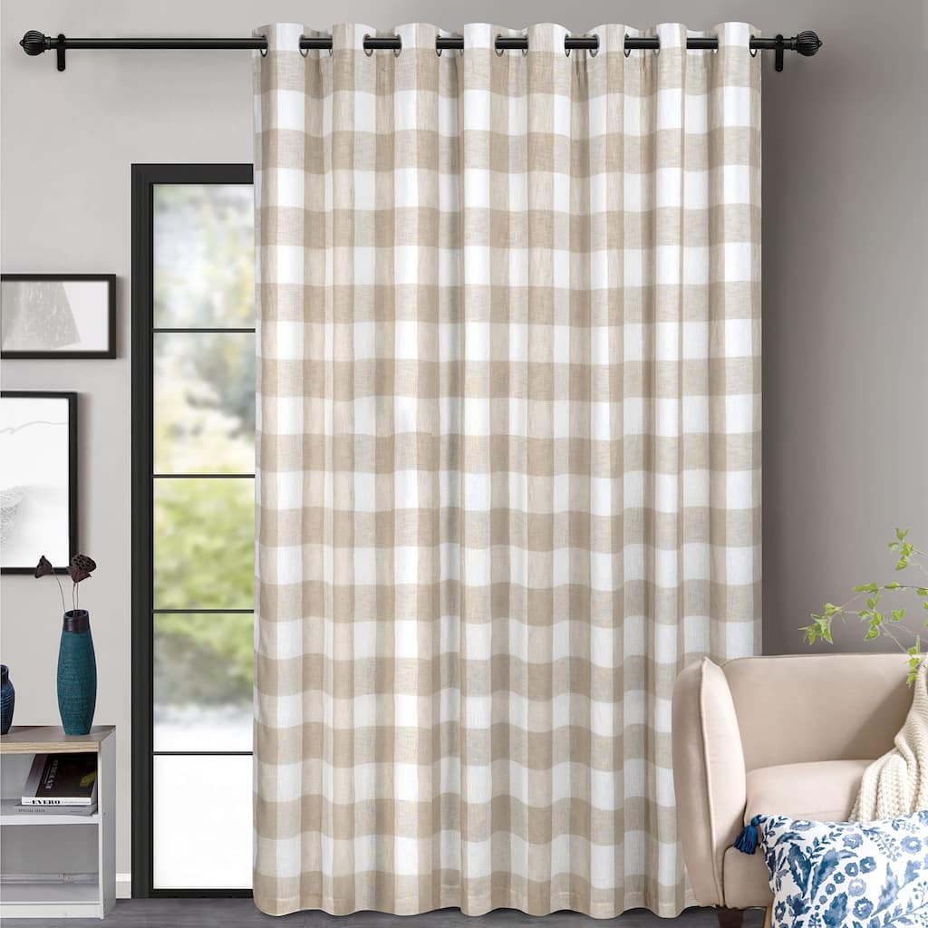 DriftAway Room Divider Curtain for Bedroom Patio Door Sliding Glass Door Curtains Buffalo Check Plaid - 108" Width X 96" Length