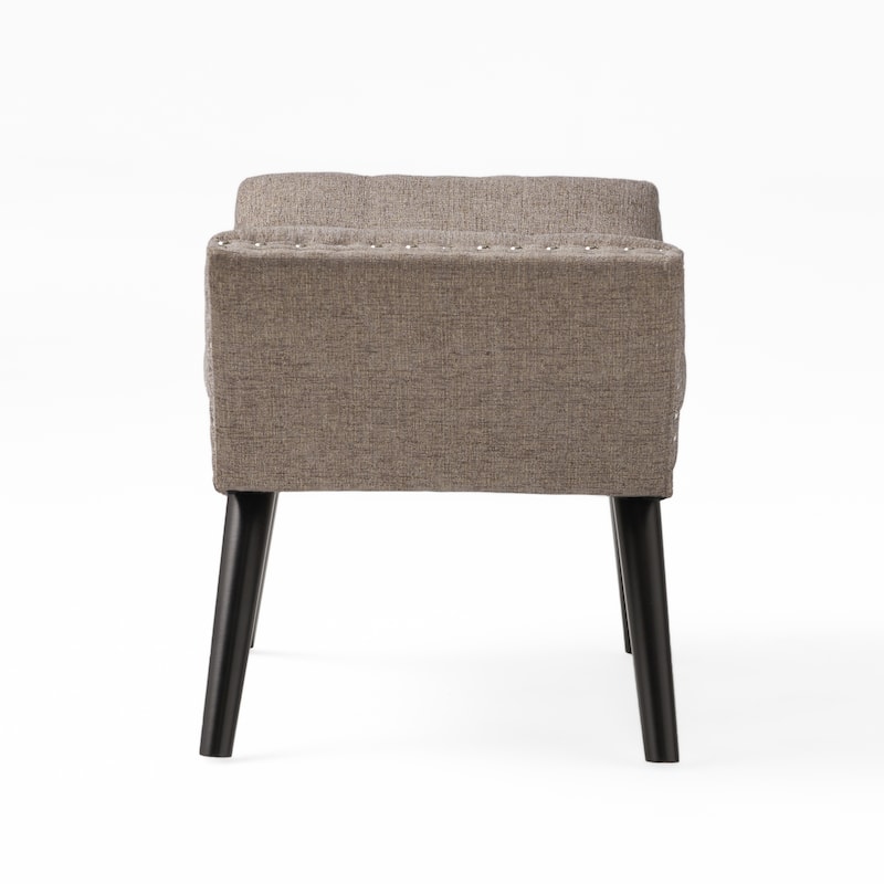 Modern Fabric Upholstered Ottoman Bench with Nailhead Trim, End of Bed Accent Bench for Bedroom or Living Room
