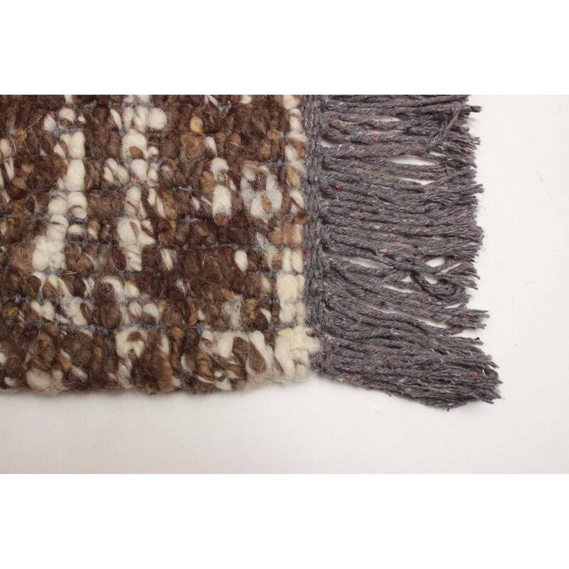 ECARPETGALLERY Braid weave Sienna Dark Brown Wool Rug - 4'11 x 7'6