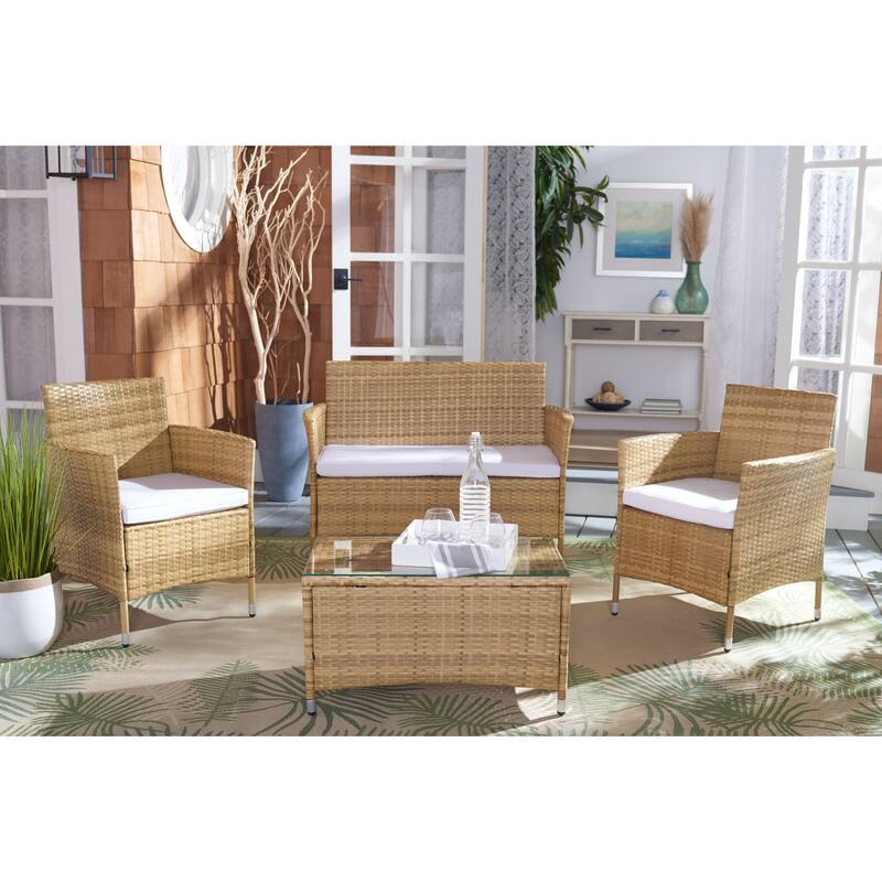 SAFAVIEH Outdoor Tamya 4-Piece Patio Conversation Set - 41W x 31D x 23H