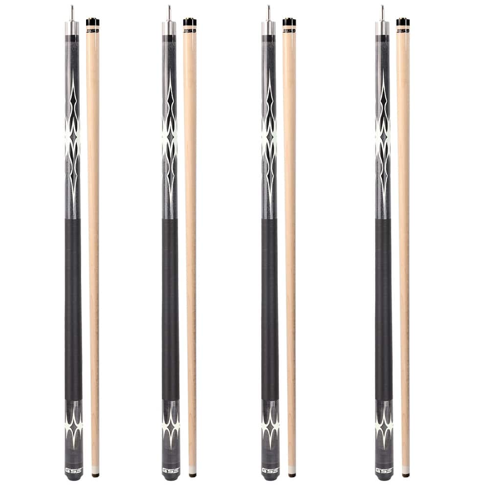 GSE™ Set of 4 Canadian Maple Hardwood Billiard Pool Cue Sticks. 58" 2-Piece Pool Cue Set for House or Commercial Use