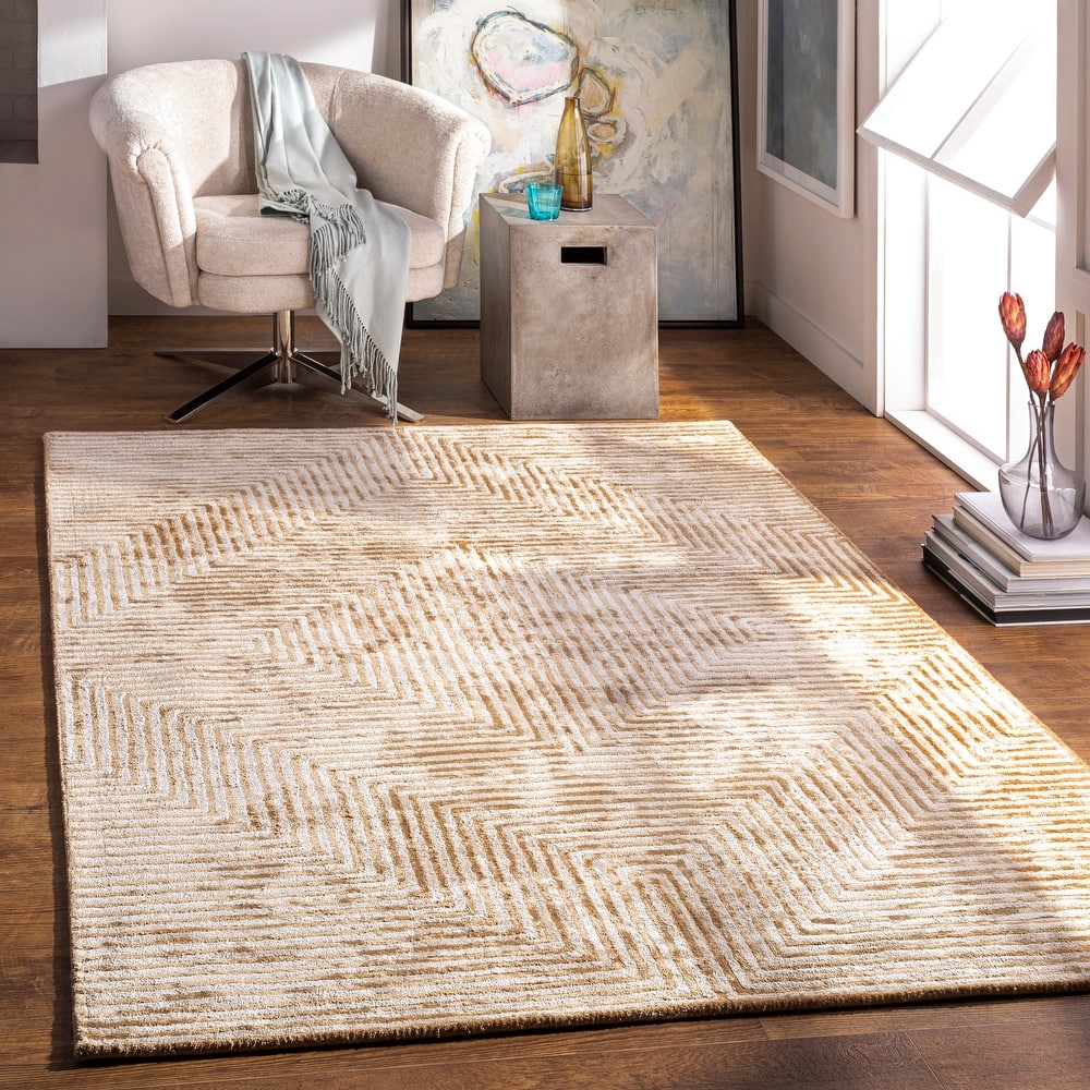 Fazeley Handmade Geometric Viscose Area Rug