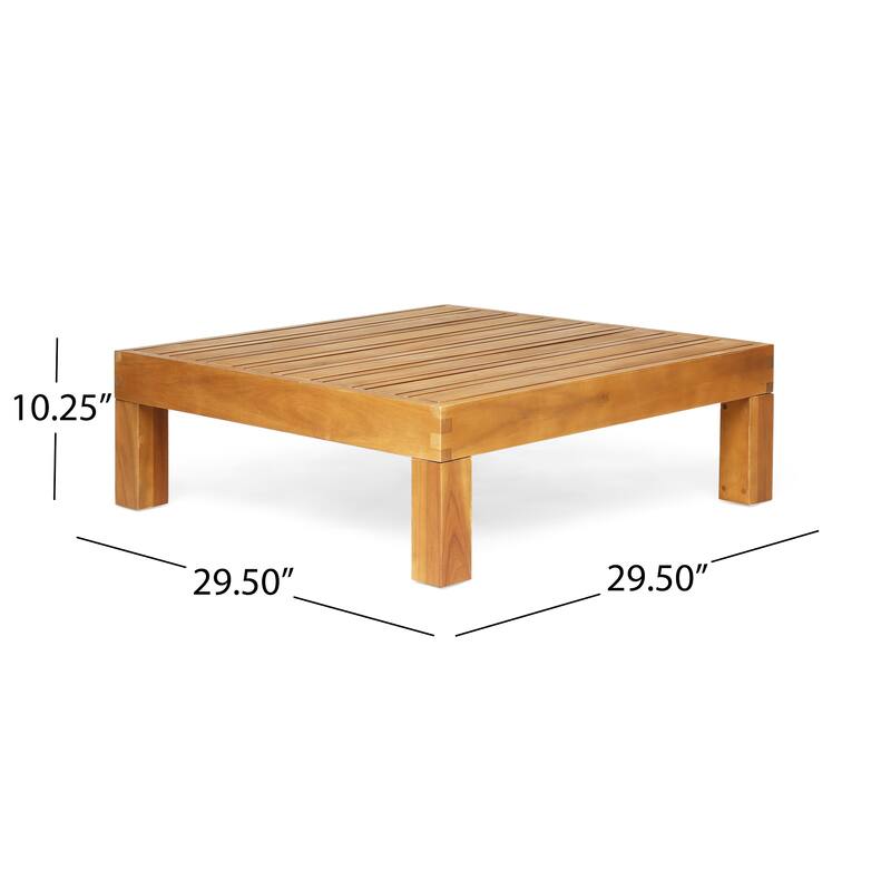 Oana Outdoor 3-Seater Acacia Wood Sectional Sofa Set with Coffee Table by Christopher Knight Home