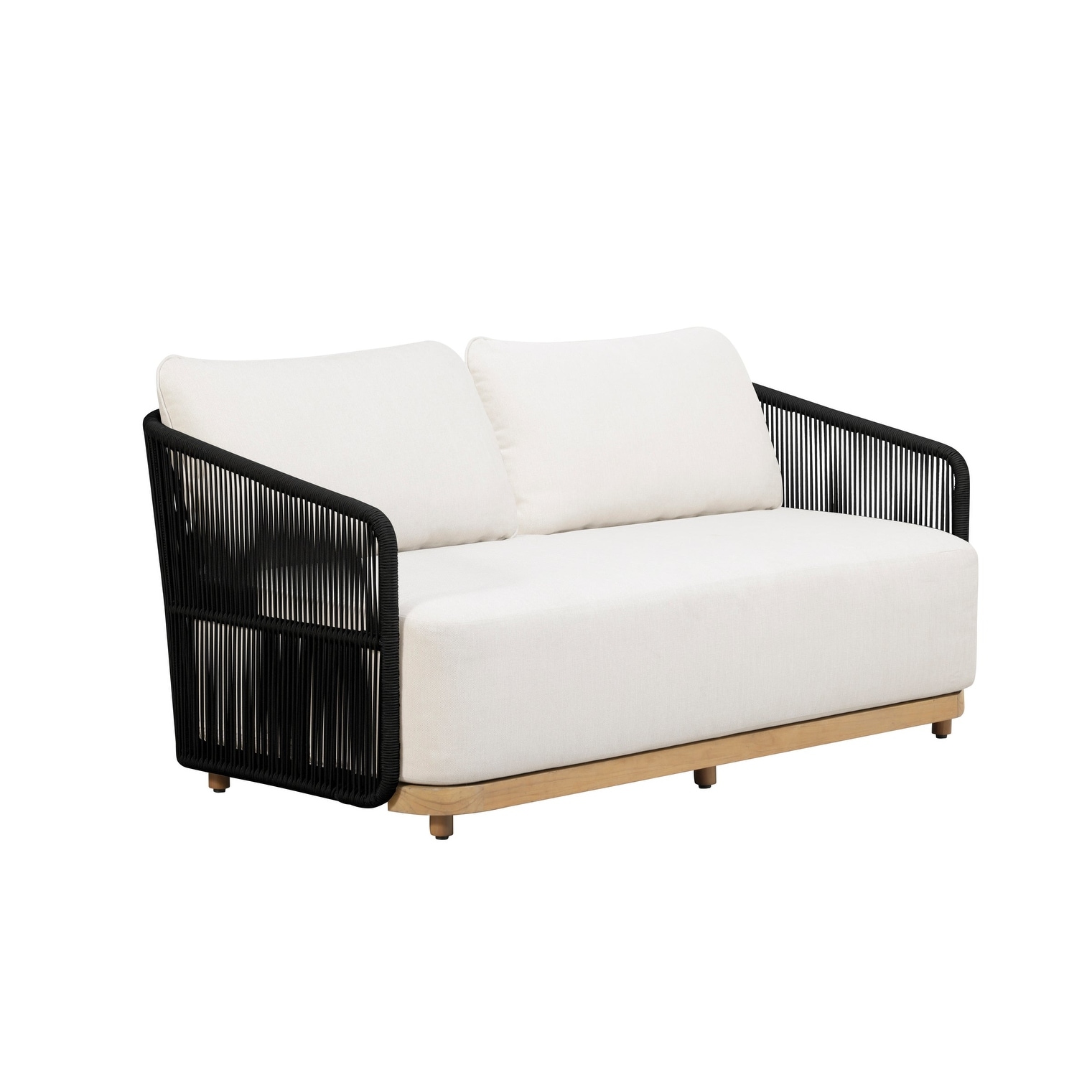 Alpine Teak Wood Outdoor Loveseat with Rope Design