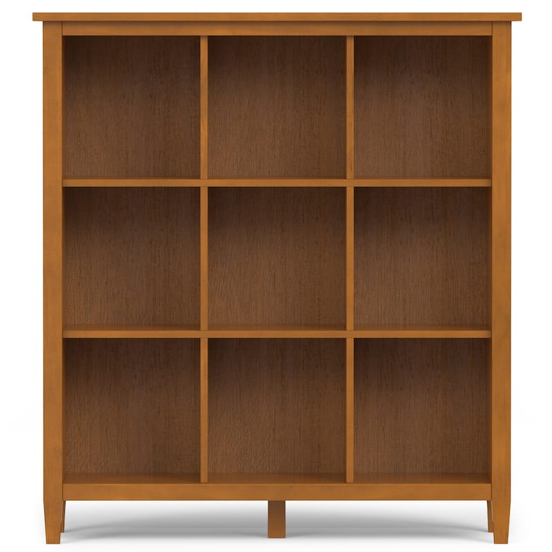 WYNDENHALL Norfolk SOLID WOOD 48 x 44 inch Transitional 9 Cube Storage in Light Golden Brown - 15.8"d x 44"w x 48"h