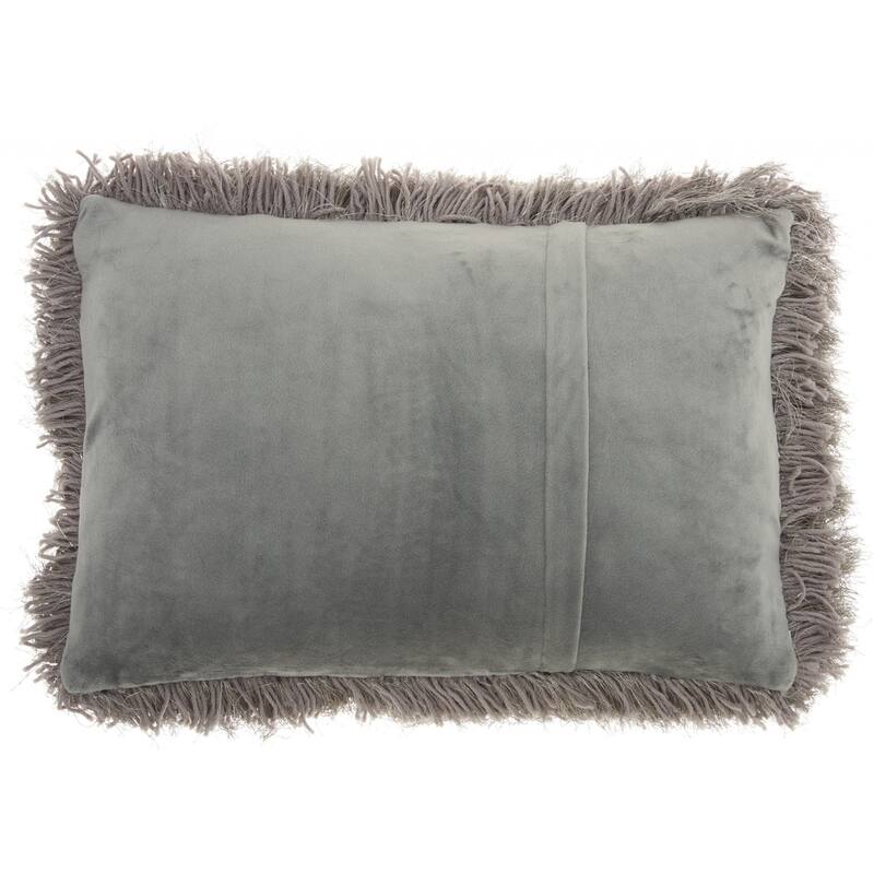 HomeRoots 14" X 20" Slate Gray Faux Fur Throw Pillow