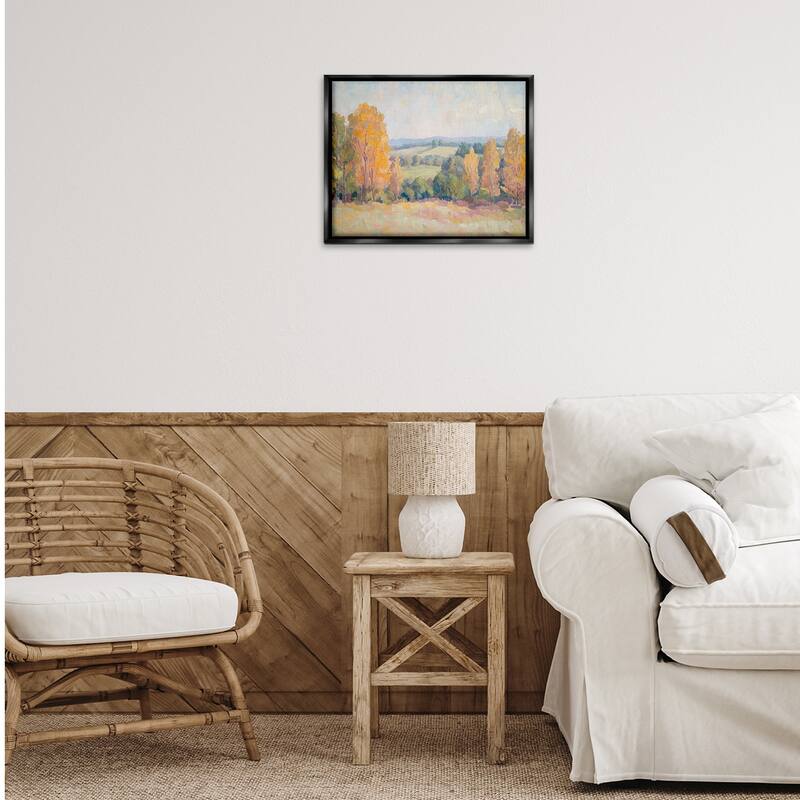 Stupell Countryside in Autumn Framed Floater Canvas Wall Art Design By Petal Prints Design