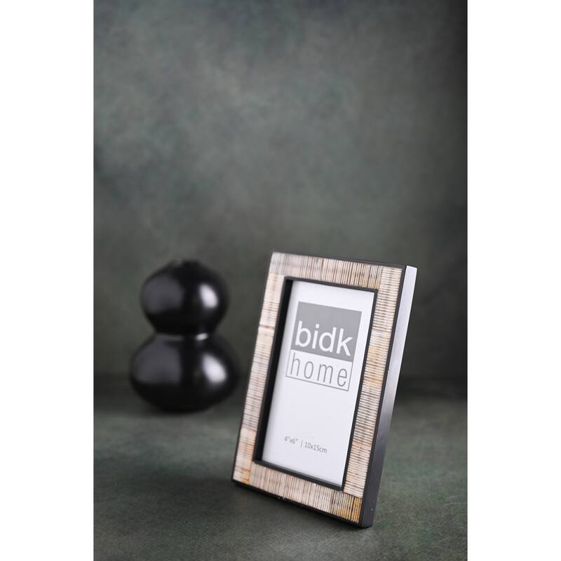 Rectangular Horn Picture Frame - for 4" x 6" Photo - Beige