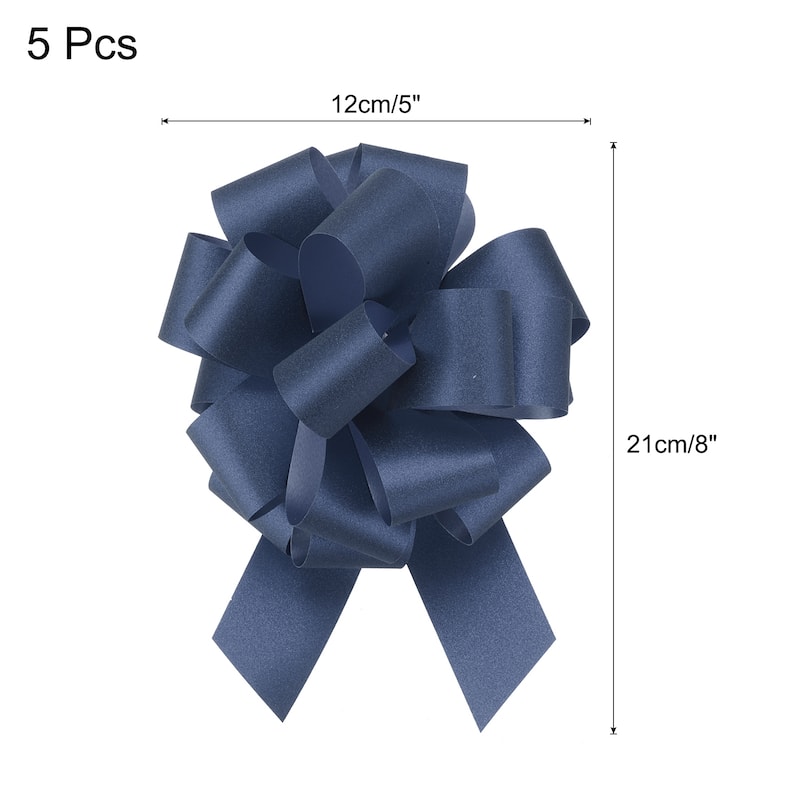 5pcs 7 Inch Large Pull Bow Gift Wrapping Big Pull Bows Ribbon - Dark Blue - 5 Inch