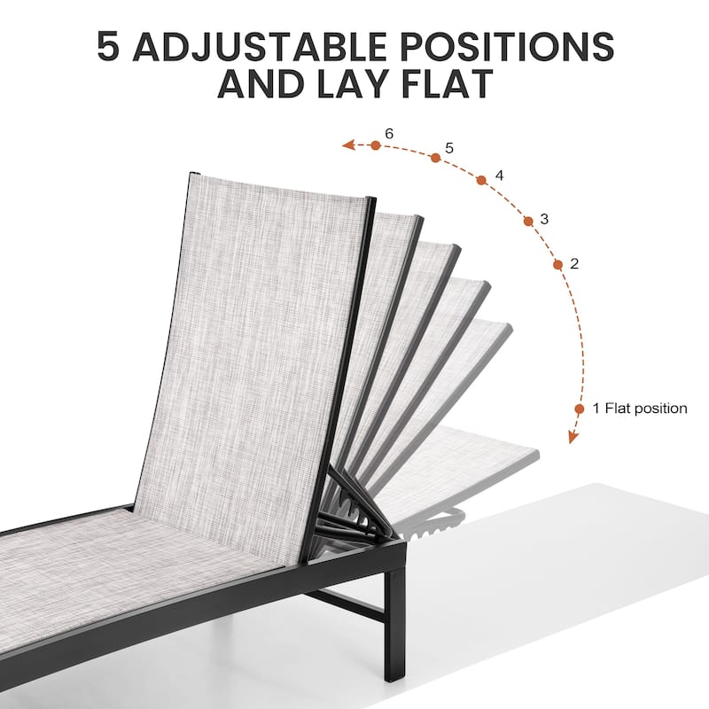 Outdoor Pool Lounger All-weather Adjustable Chaise Lounge Chair