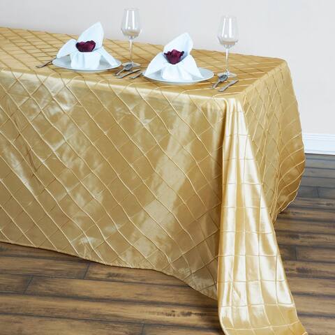 6 Pack Pintuck Rectangle Tablecloths Party 90" x 132" Champagne