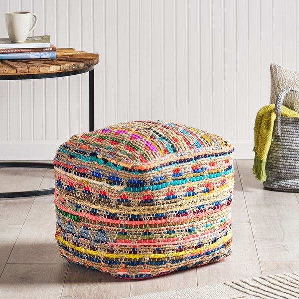 Fabric cube ottoman hotsell pouf