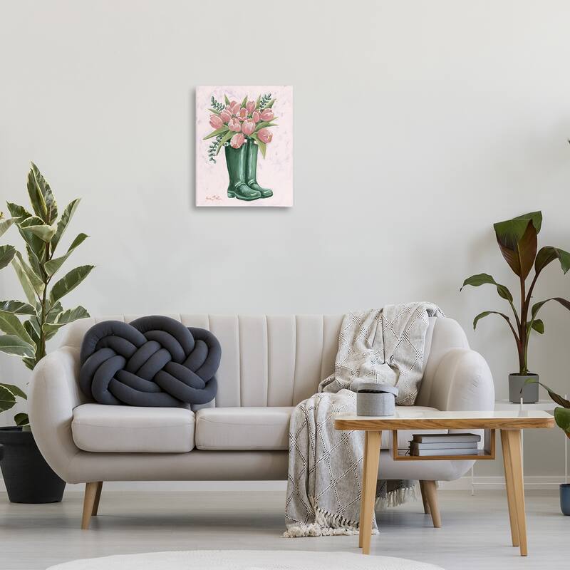 Stupell Pink Tulips in Boots Canvas Wall Art Design By Sara Baker
