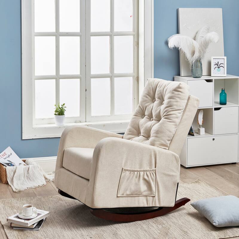 High-Back Adjustable Reclining Sofa Chair with Solid Wood Legs, Side Storage Pockets, and Enhanced Comfort for Balcony