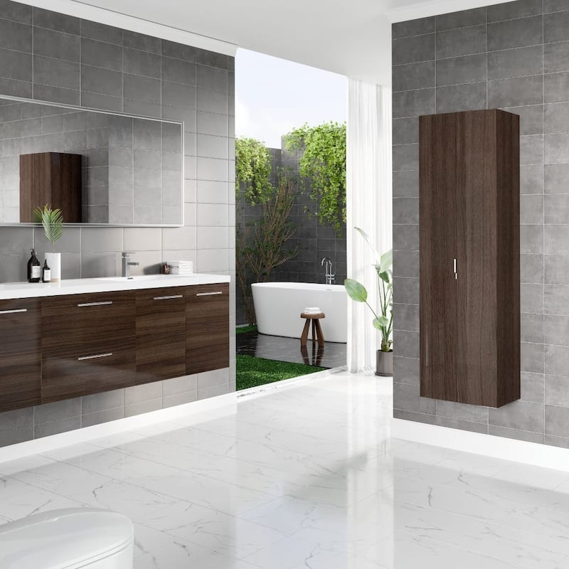 Eviva Luxurious 16"W x 16"D x 67"H Wall-Mounted Linen Cabinet