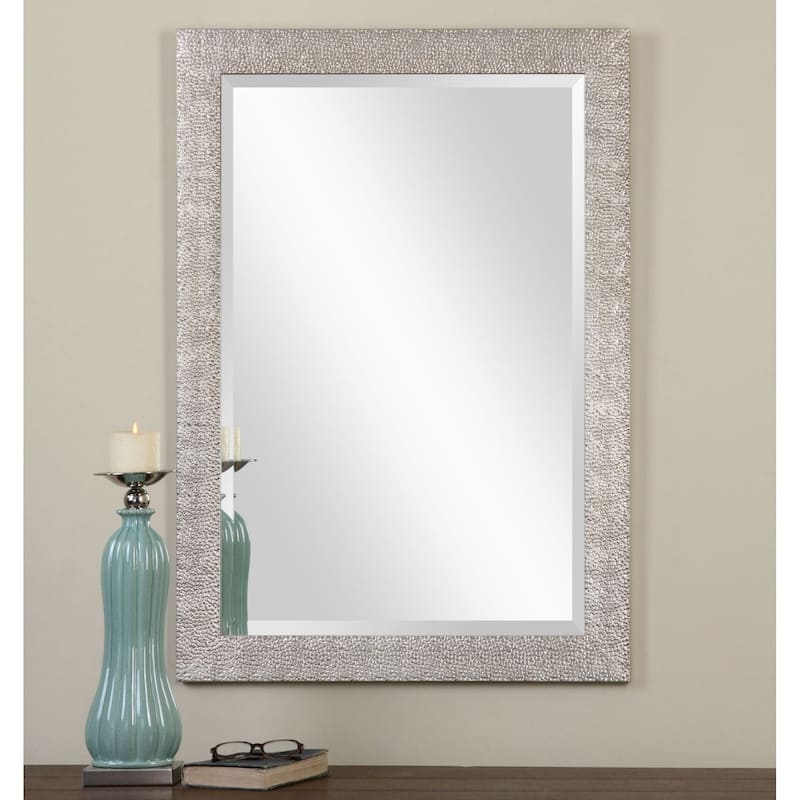 Uttermost Porcius Antiqued Silver Textured Frame Wall Mirror