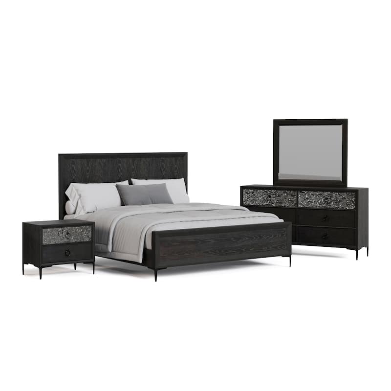 Furniture of America Fable Modern 4-Piece Solid Wood Panel Bedroom Set