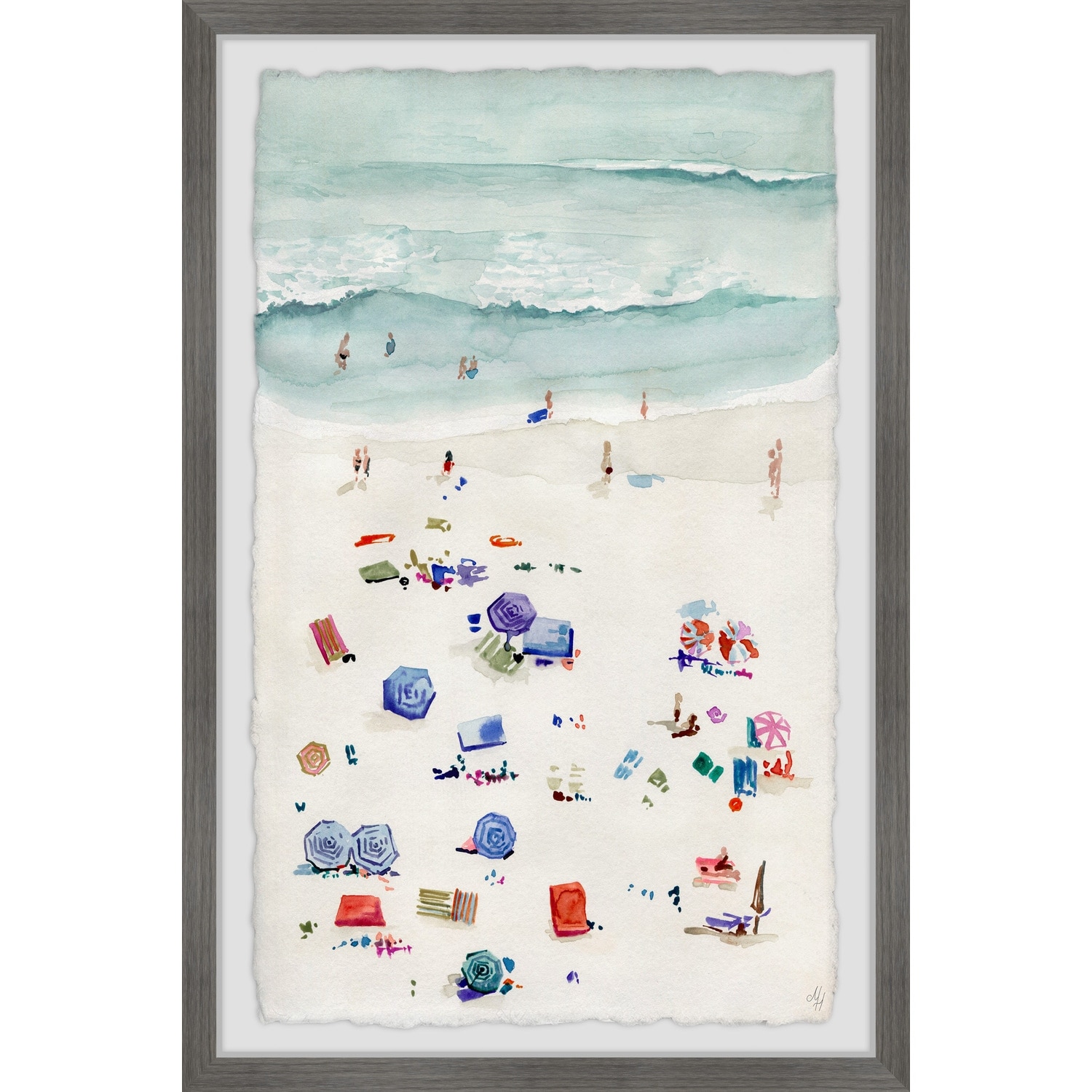 Beach Scene Framed Painting Print - Coastal Wall Art Decor - Mediterranean Home Decor - Scenic Artwork