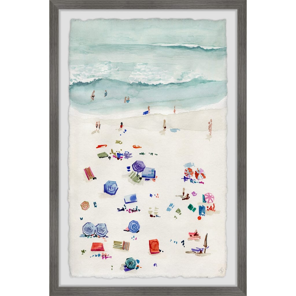 Beach Scene Framed Painting Print - Coastal Wall Art Decor - Mediterranean Home Decor - Scenic Artwork